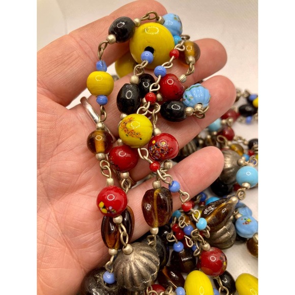 Vintage 4 Strand Heavy Glass Beaded Bracelet - Picture 4 of 4